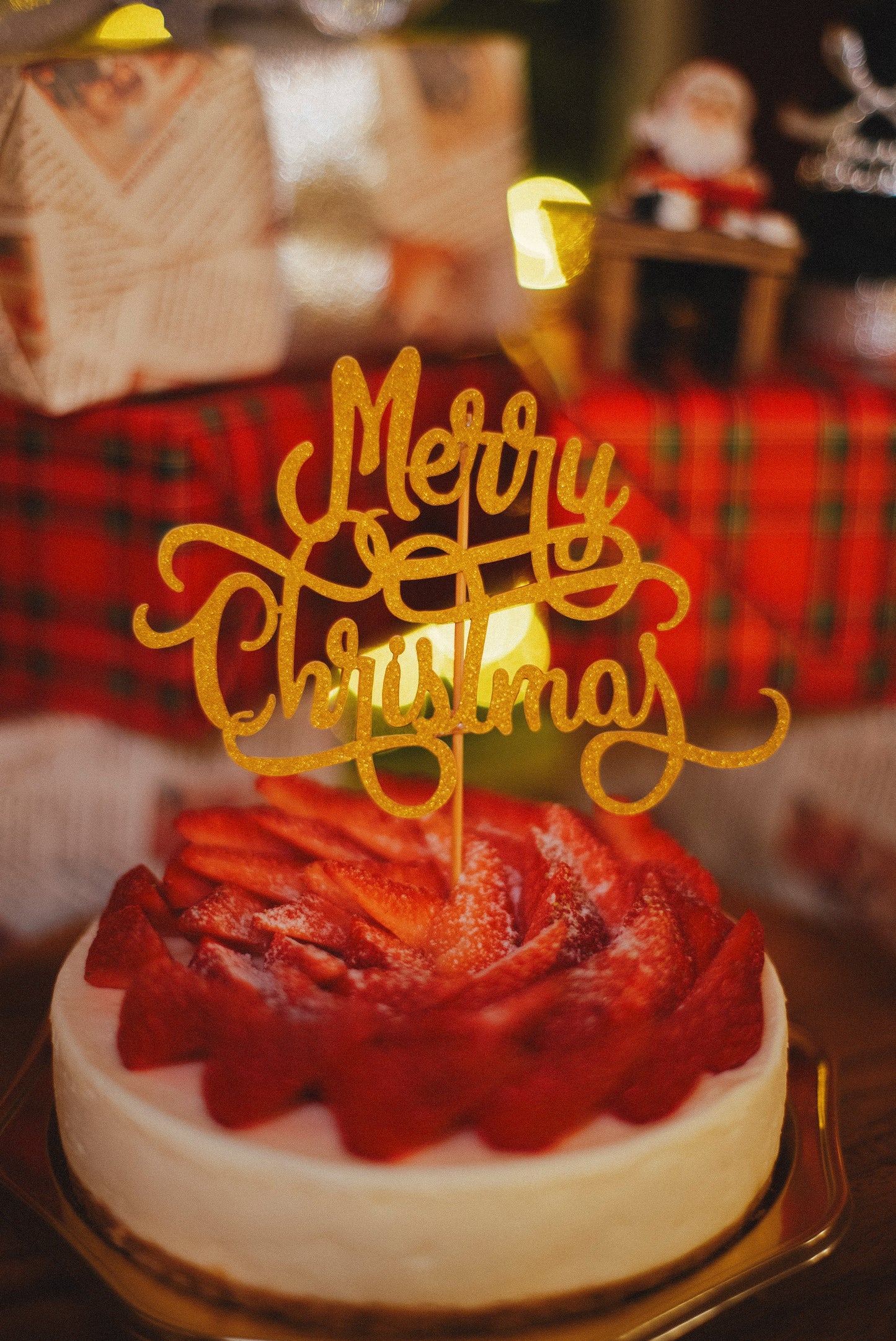 【店頭受け取り】クリスマス苺の生クリームチーズケーキ15㎝