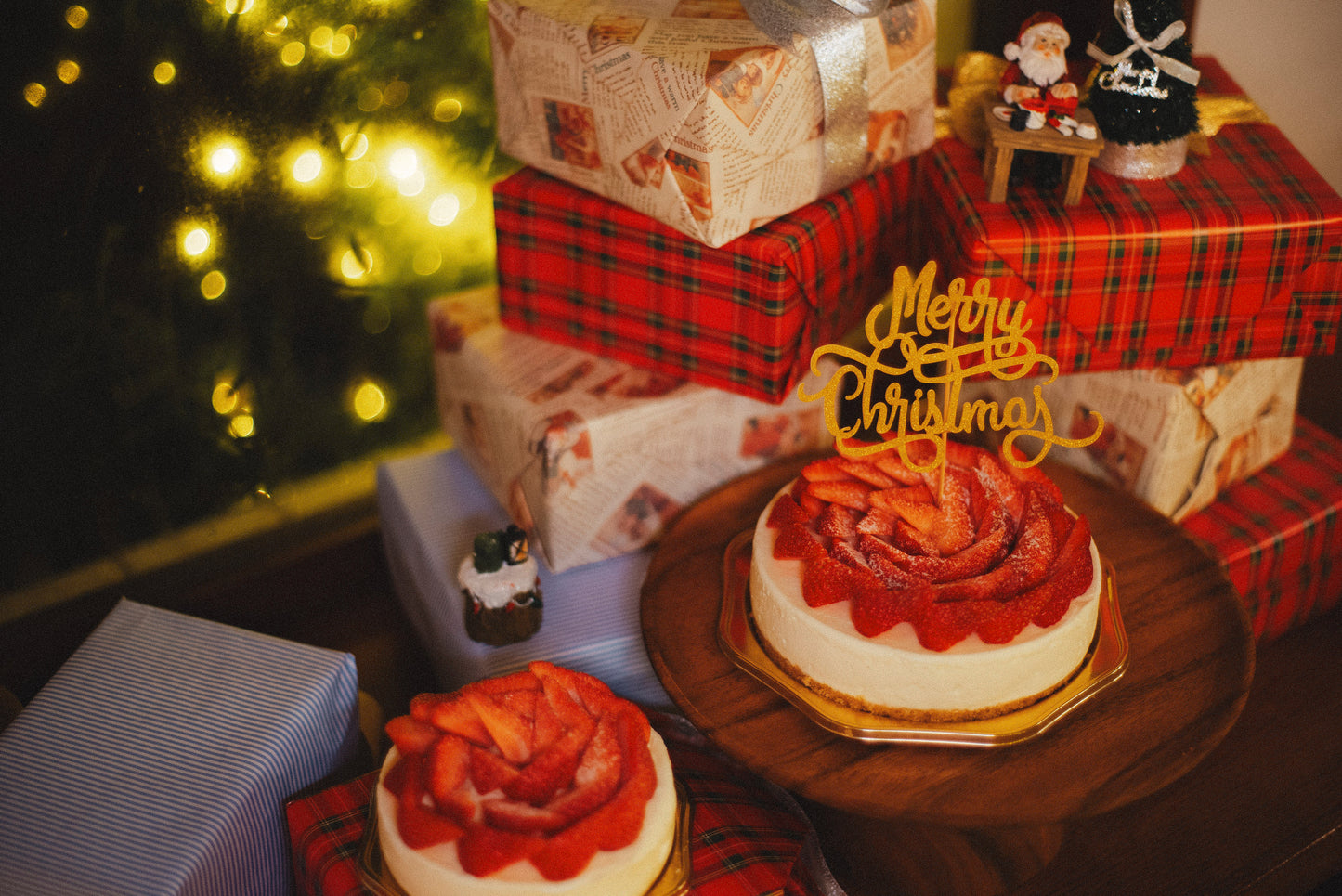 【店頭受け取り】クリスマス苺の生クリームチーズケーキ15㎝