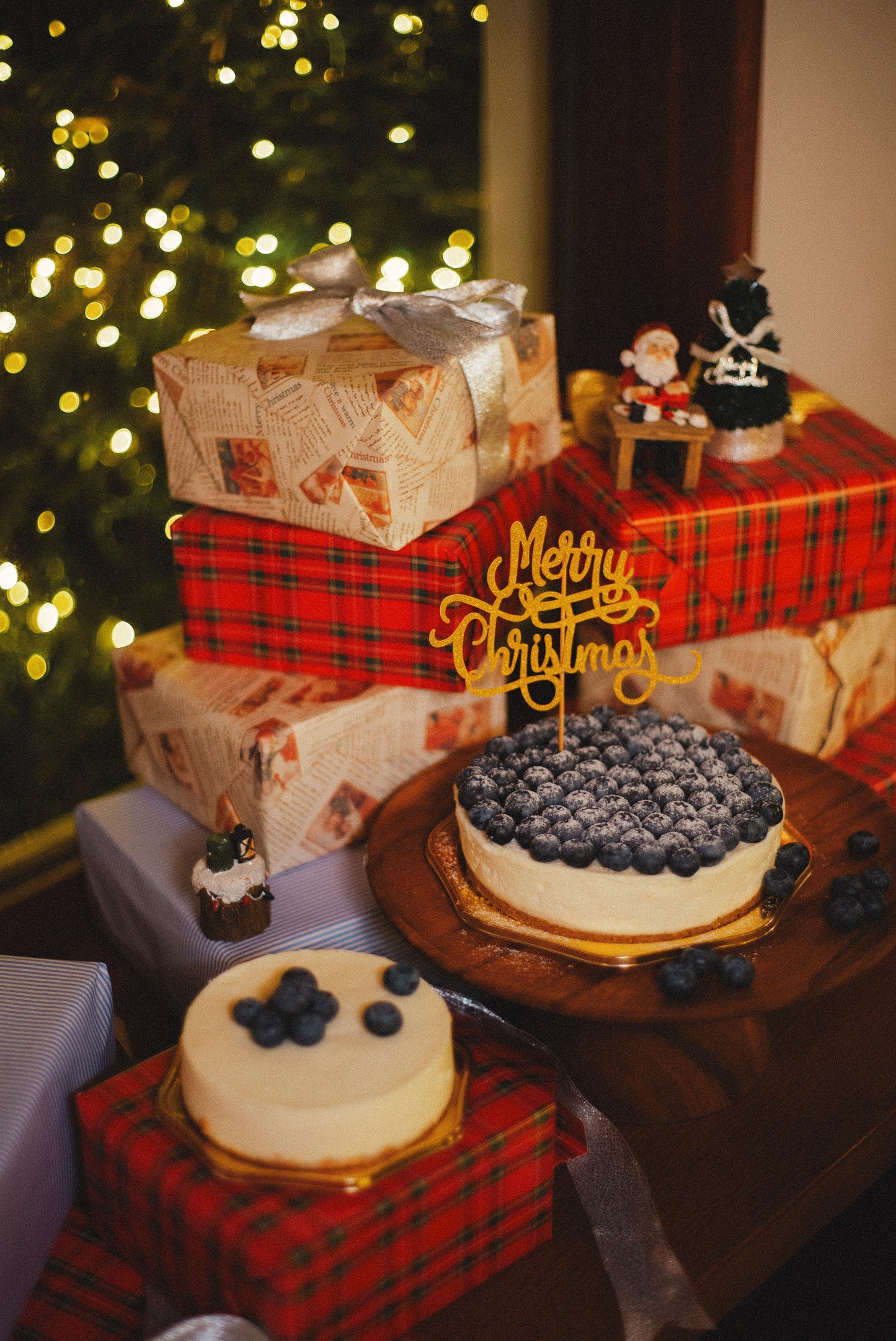 【店頭受け取り】クリスマスブルーベリー生クリームチーズケーキ15㎝