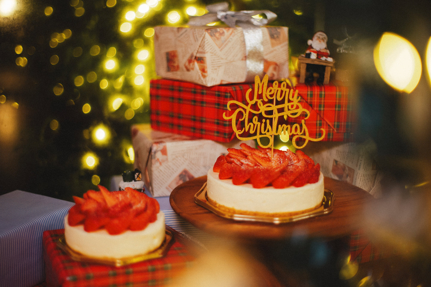 【店頭受け取り】クリスマス苺の生クリームチーズケーキ15㎝