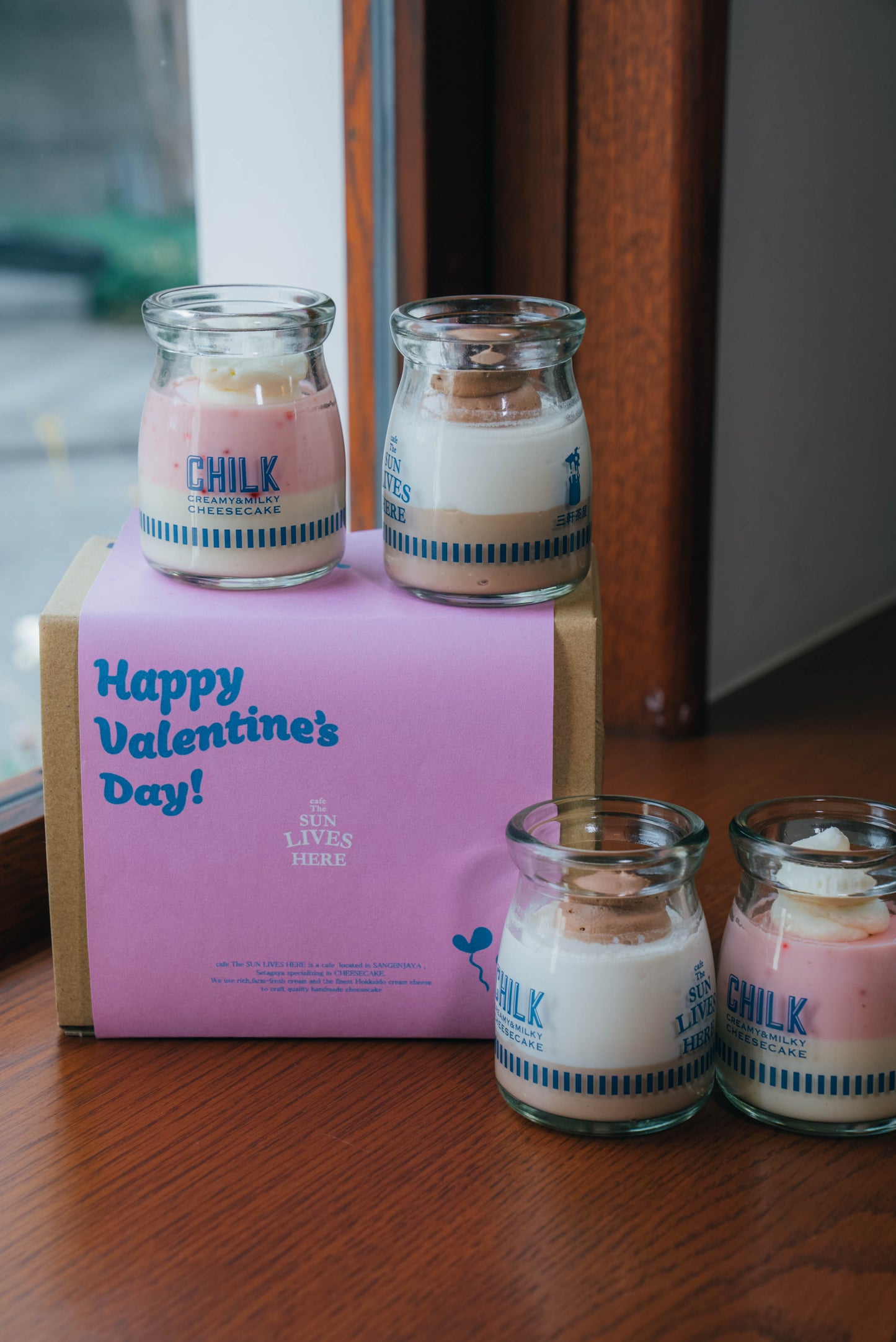 【バレンタイン】CHILK チーズケーキ  4個 BOX(チョコ、ストロベリー）